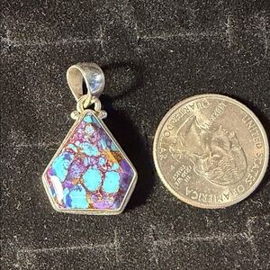 Sterling Silver peacock Turquoise Pendant 925